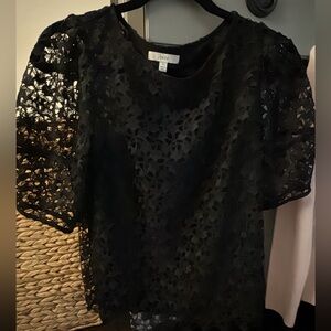 Joie Black Marybeth Floral Lace Blouse